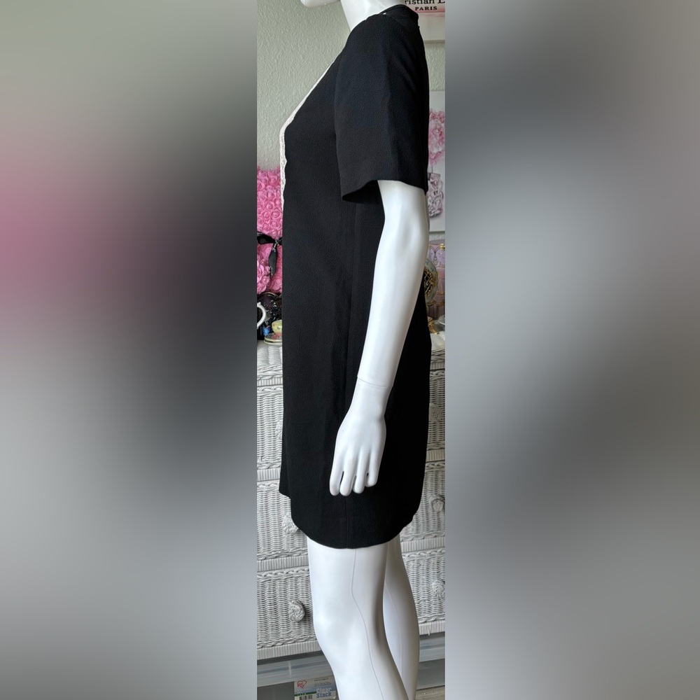 Sandro Lace Bibbed Modest Conservative dress in Black & Cream colors Size Small - Picture 4 of 11